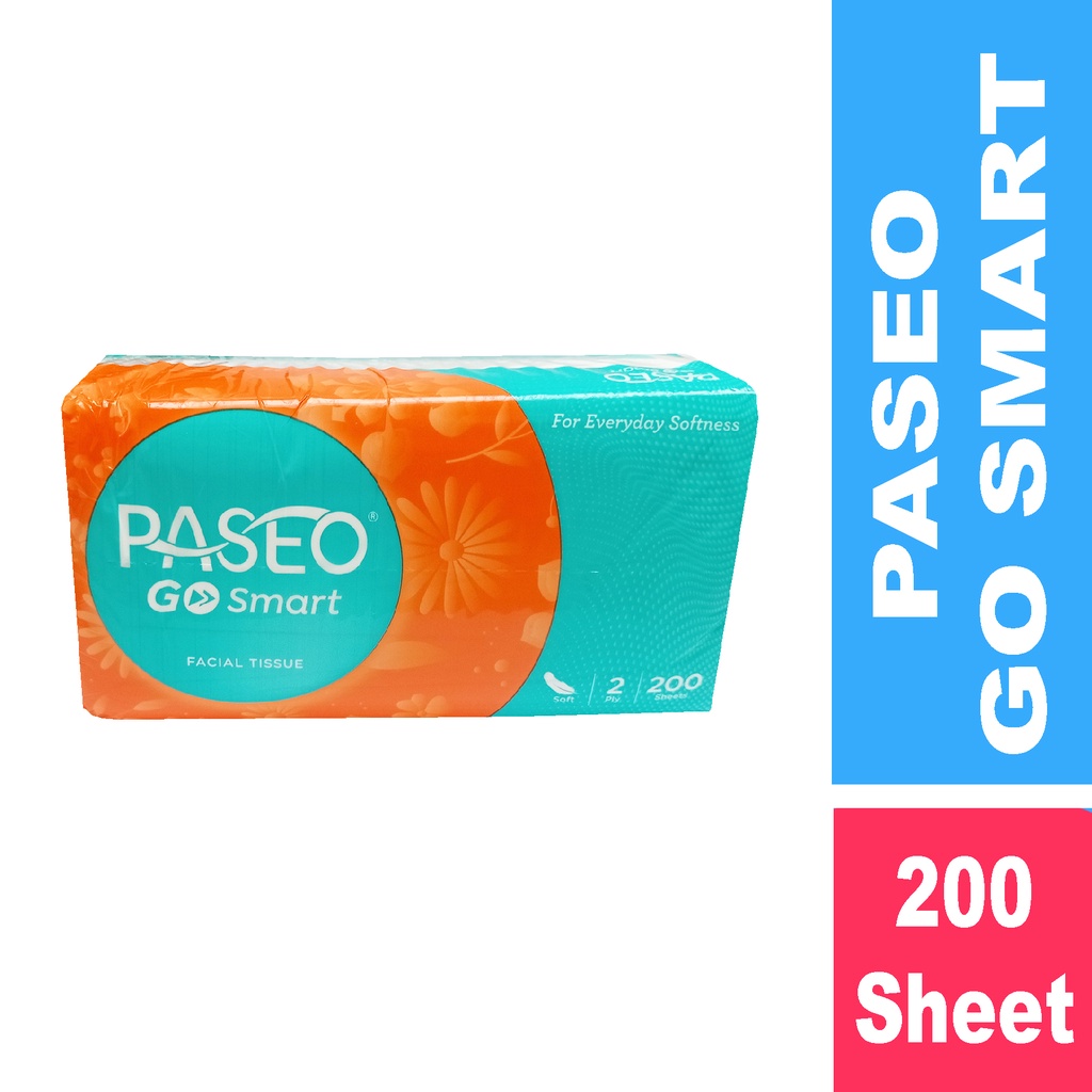 Bisa COD Tissue Facial PASEO Go Smart 200 Sheets 2 Ply - Tisu Pembersih Wajah 2ply 200 Sheet