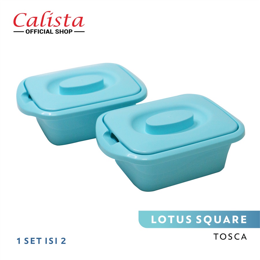 (COD) Calista Lotus Square Wadah Saji Makanan 700ml Set isi 2pcs