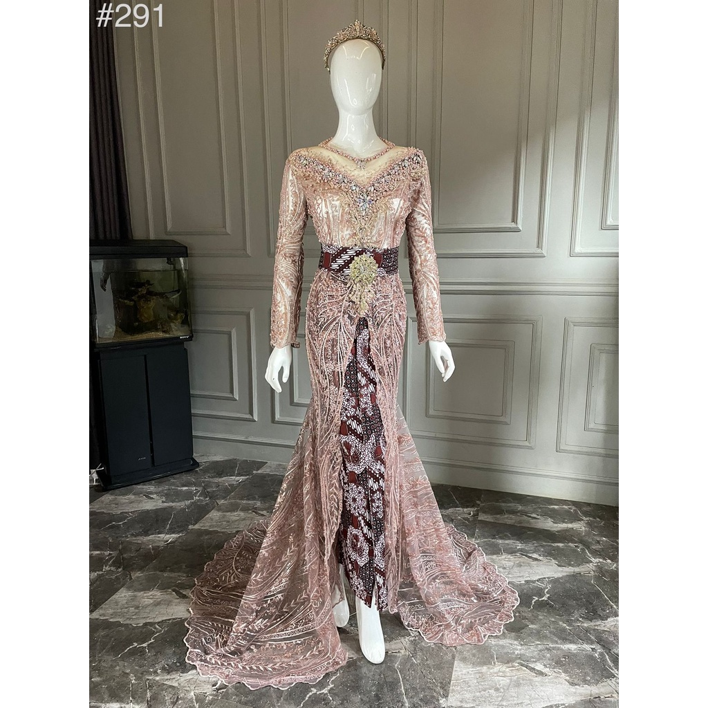 Kebaya pengantin modern akad rosegold tanpa jarik