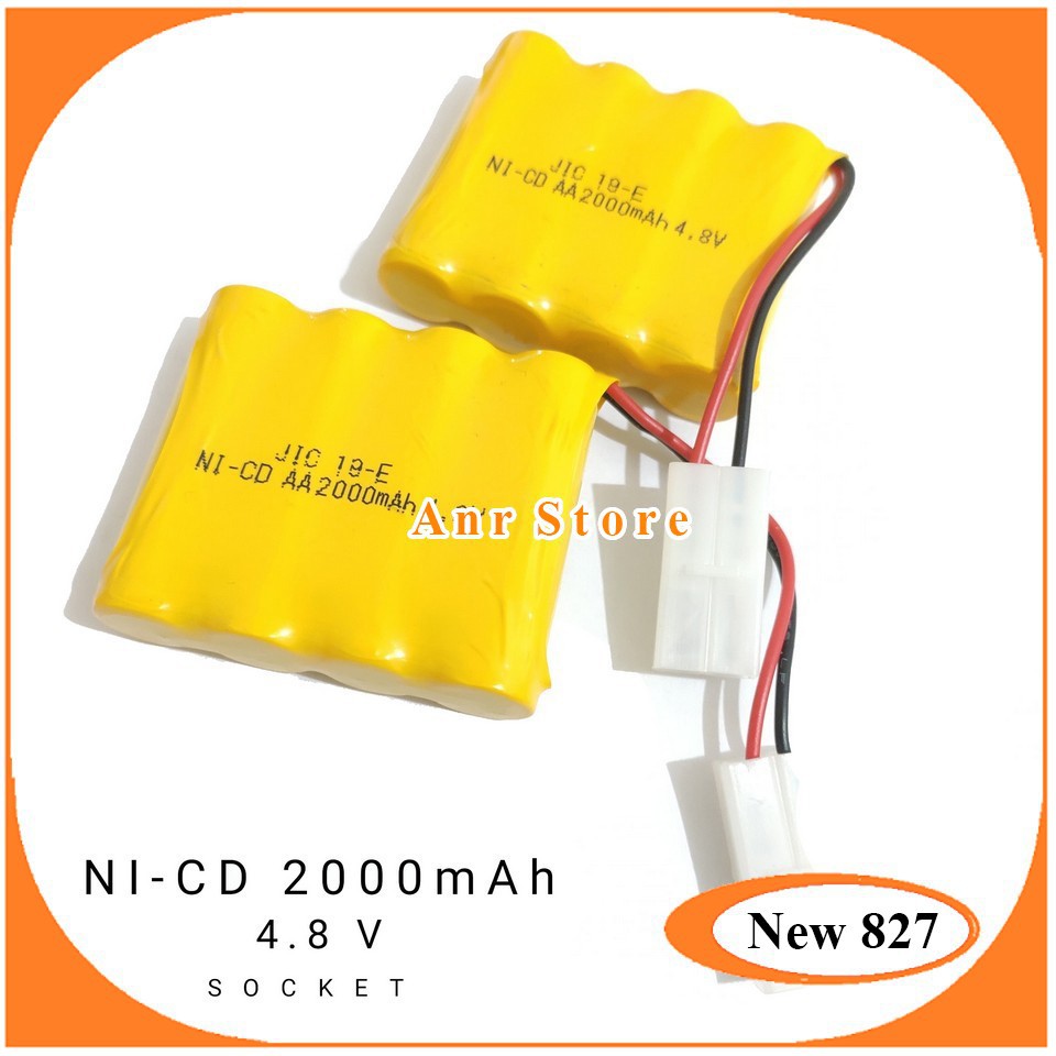 Baterai NiCd RC AA 2000mAh 4.8V Socket Putih isi 4 Baterai Mobil Remot