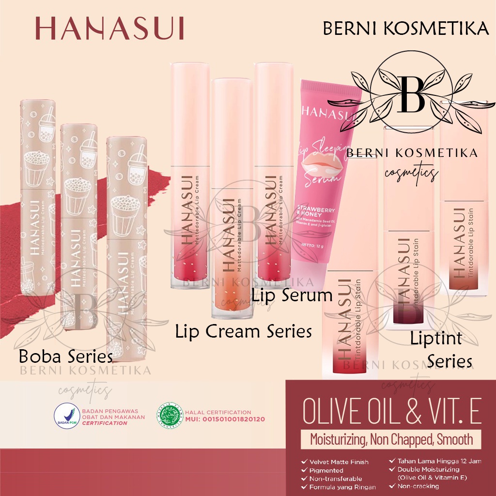 LIPCREAM HANASUI LIPSTIK HANASUI LIP CREAM BOBA LIPTINT HANASUI LIPCREAM LIP SERUM HANASUI HANASUI B