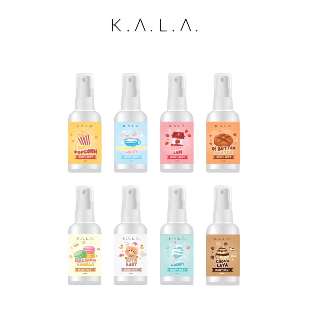 KALA Body Mist Parfum 60ml Spray Parfume Tahan Lama Vanilla Popcorn BPOM