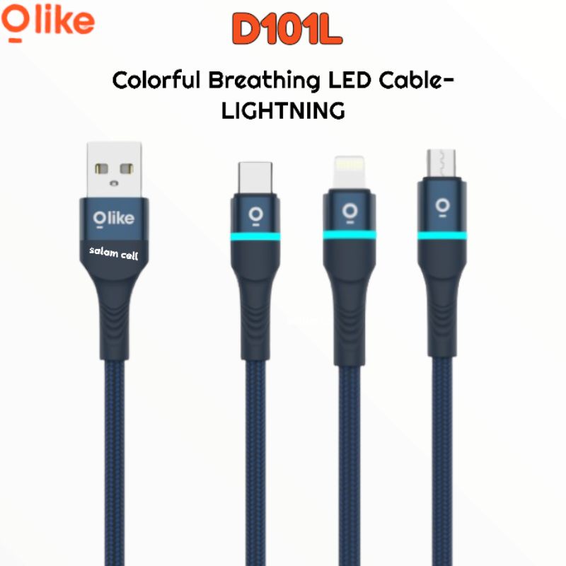 Kabel Data Type-C OLIKE Colorful Breathing LED Cable-TYPE C (D101C)