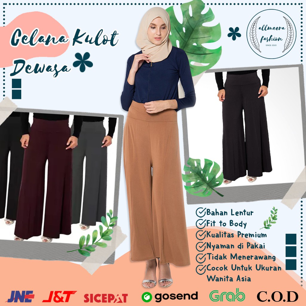 Jual Celana Kulot Kerja Wanita Cullotes Highwaist Dewasa Cullote Polos ...