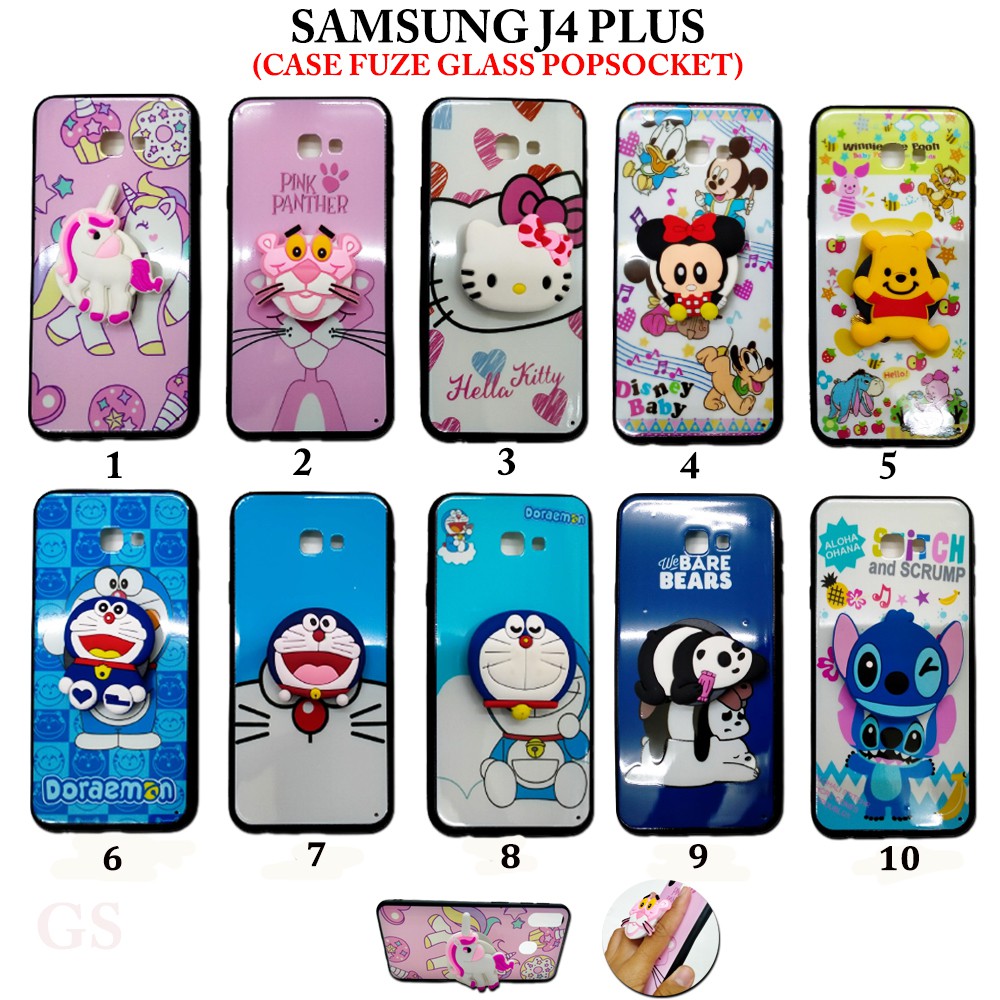 Case SAMSUNG J4 PLUS Fuze Glass Plus Popsocket