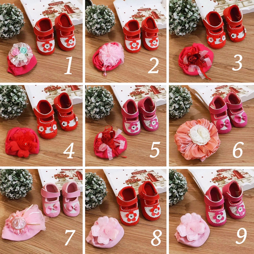 Sepatu Bayi Set Turban Bayi Perempuan / Hadiah Hampers Newborn