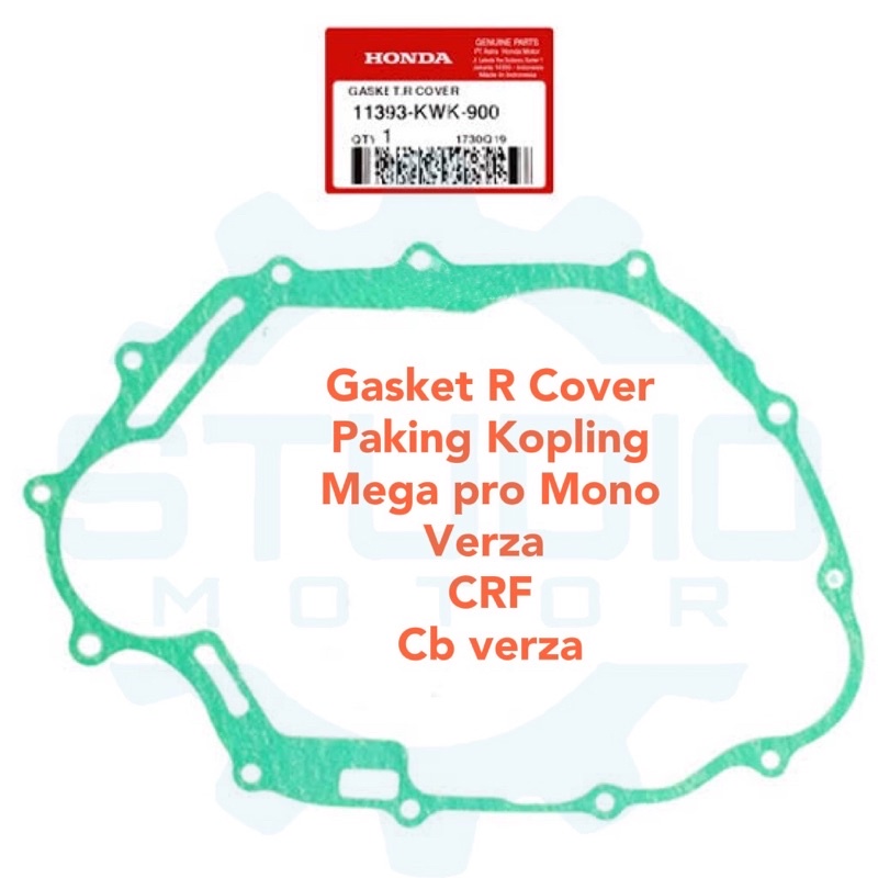 Paking 11393KWK900 Kopling Kanan Perpak Klos Gasket R Cover Mega Pro 2010, CBVerza CRF 150L