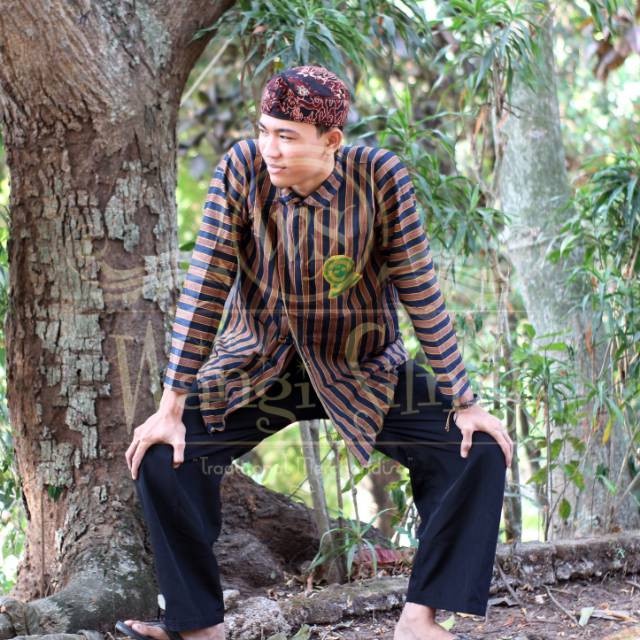 Baju Sorjan Adat Jawa Lurik Dalang plus celana batik - sorjan