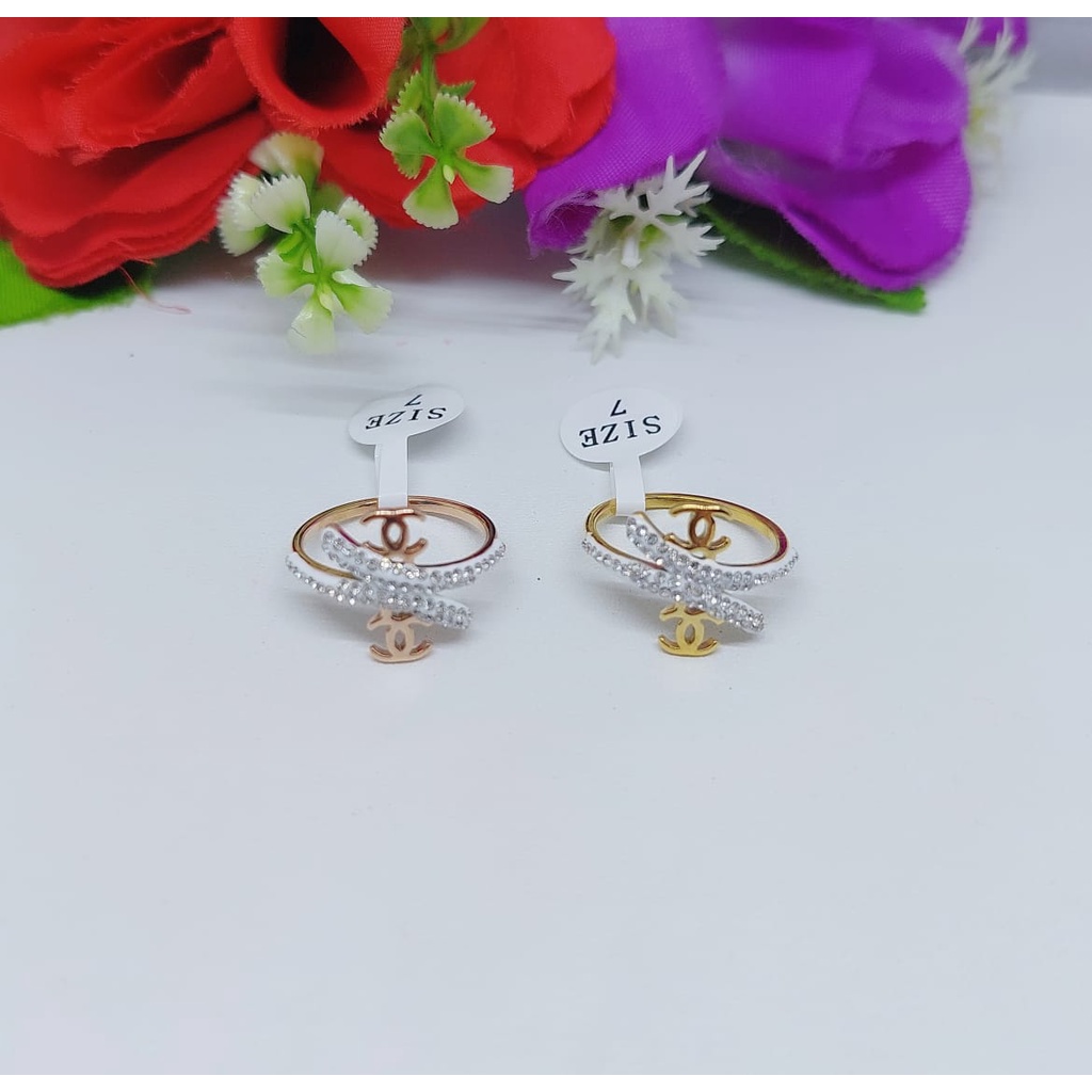 Titanium cincin fashion permata T0041 0042 0043