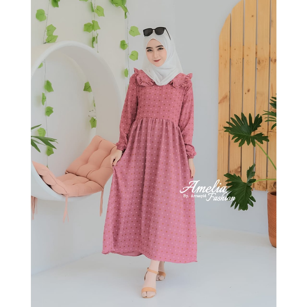 DRESS MIDI RUBI DAN MIDI SALUR ORI AMELIA CRINCKLE URUGIRI baju muslim kringkel crincle