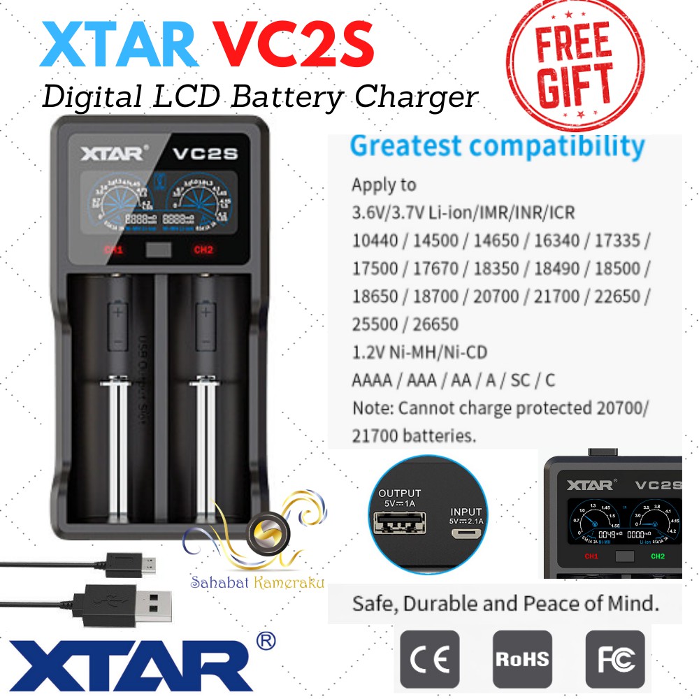 Charger Xtar Vc2s Dual Slot Fast Battery Charger With Lcd Screen Shopee Indonesia