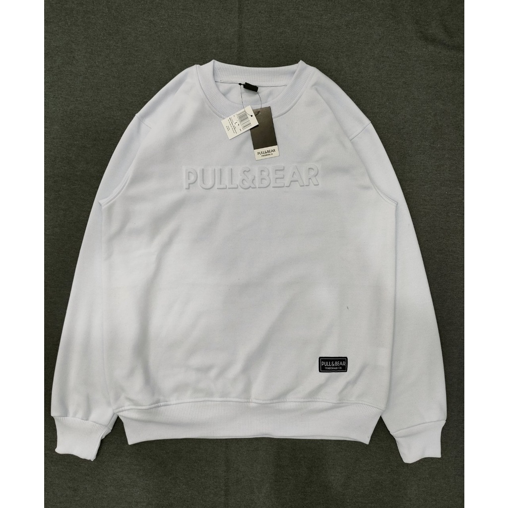 Jaket Sweater Pull and Bear Putih Pria / Switer Embos Pull and Bear Premium / Sweatshirt Pull And Bear Murah / Cn Pull And Bear / Pull And Bear