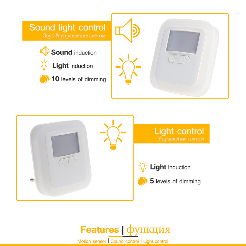 Hot Sale/LED Plug-in Motion Sensor Light Wall Night Lamp/Lampu Dinding Induksi Cerdas Tubuh Manusia/Lampu Sensor Cahaya Suara/Lampu Samping Tempat Tidur Ruang Tamu Anak-Anak