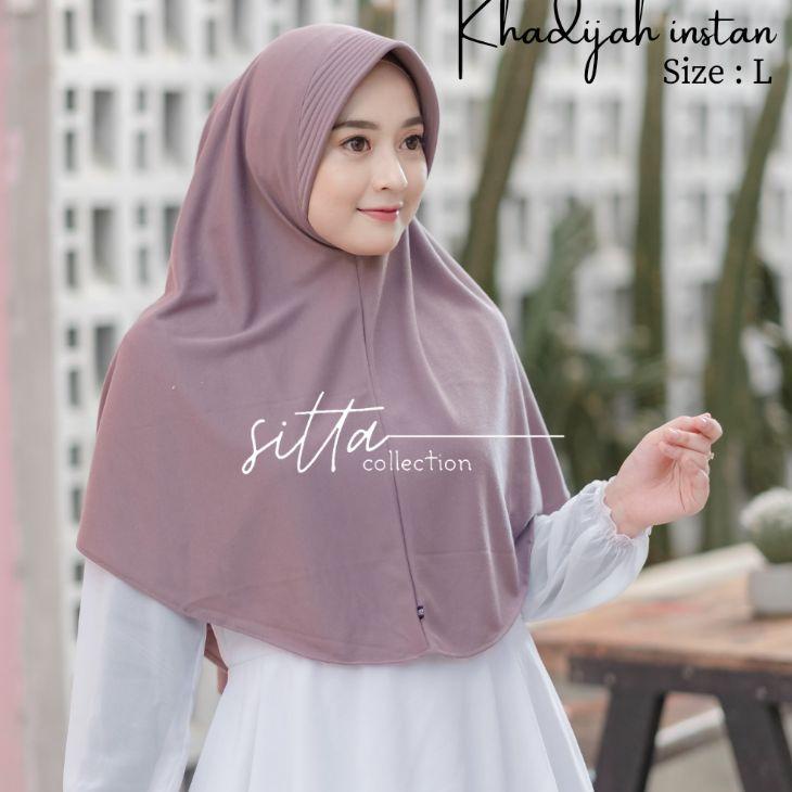 Keluaran Terbaru.. (PART.2) Hijab Jilbab Instan Pet Antem Bahan Kaos Khadijah Polos Size L Ori By Si
