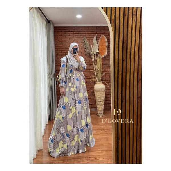 JELITA By D'LOVERA, DRESS PANJANG Maxi Maxy Rok GAMIS MOTIF Stripes Garis Abstrak PREMIUM Bahan Katu