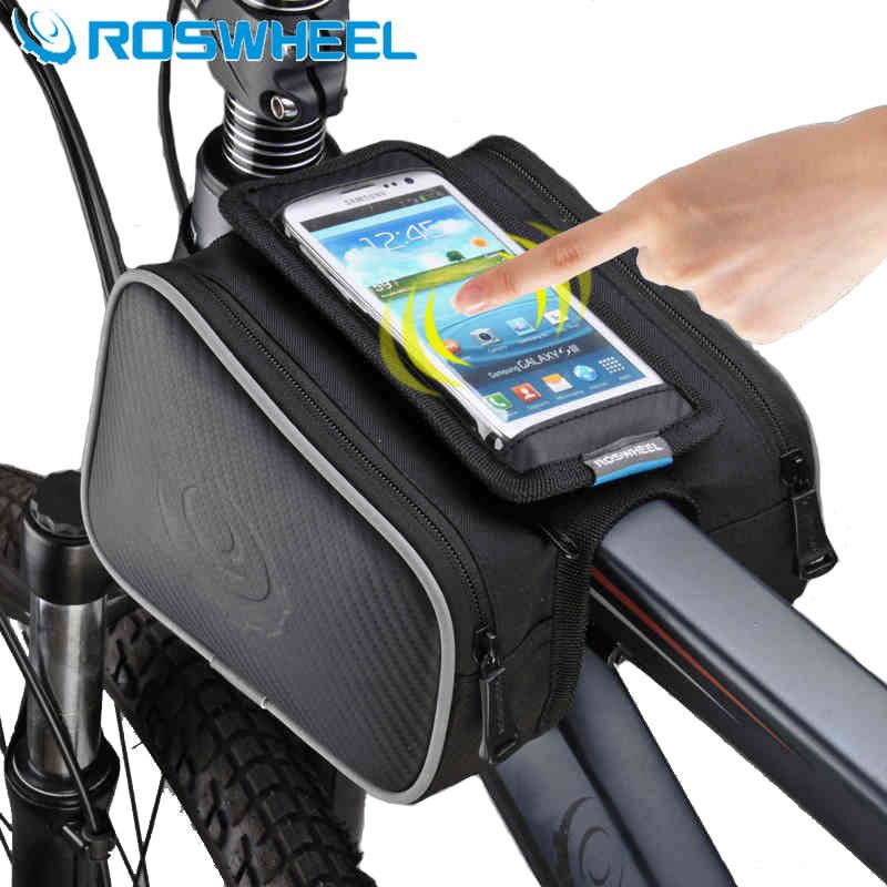 Roswheel Double Pouch Frame Bag Tas Sepeda Hitam Waterproof dengan tempat Case Handphone