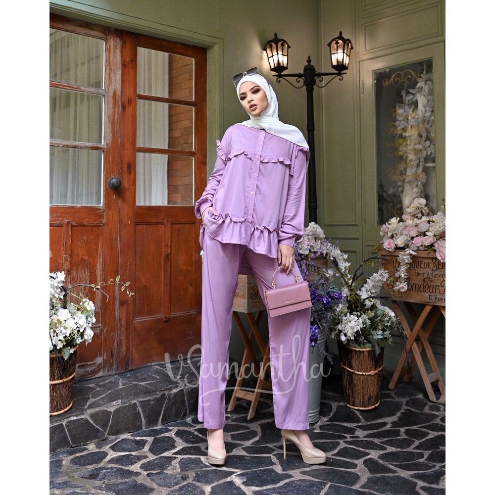 vSamantha - Pajamas One Set Rayon Premium Rossa / Setelan Rayon Wanita-Lavender
