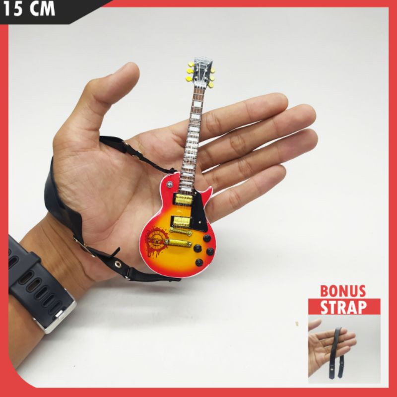 miniatur gitar Gibson lespaul slash guns n roses 1:6 diskon free strap