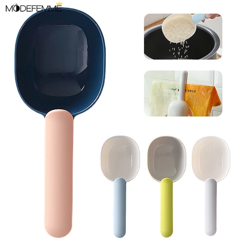 Nordic Style Creative Rice Spoon WIth Sealing Clip / Multifunctional Grains Measuring Cup Pet Cat Dog Food Shovel Kitchen Accessories