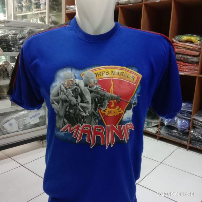 KAOS KOMBINASI MARINIR BIRU SEGITIGA BESAR| KAOS DALAMAN DEWASA MARINIR BIRU | KAOS MARINIR DEWASA