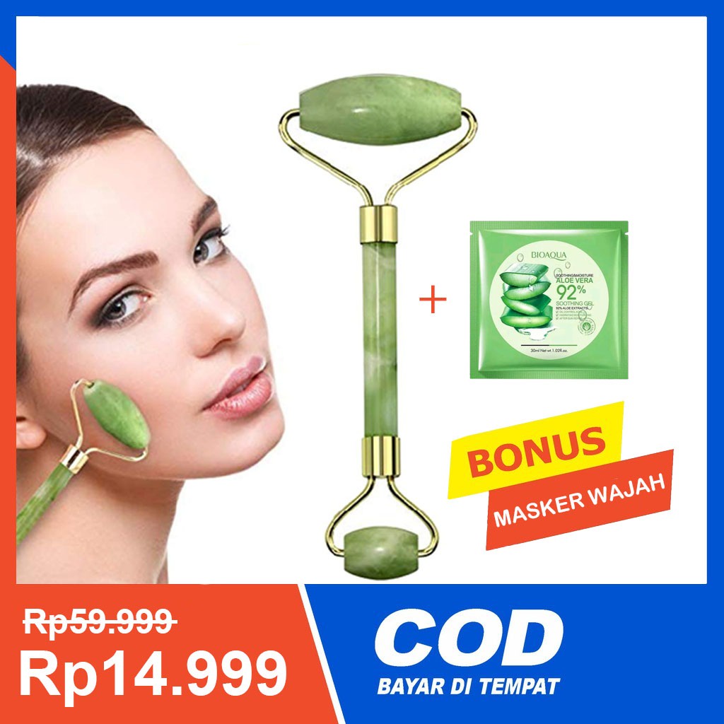 (FREE BUNDLE) Jade Roller Face Roller Guasha Alat Pijat Wajah Facial Massage