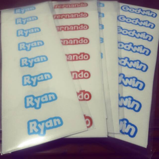 50 pcs label nama waterproof/ Cutting name sticker