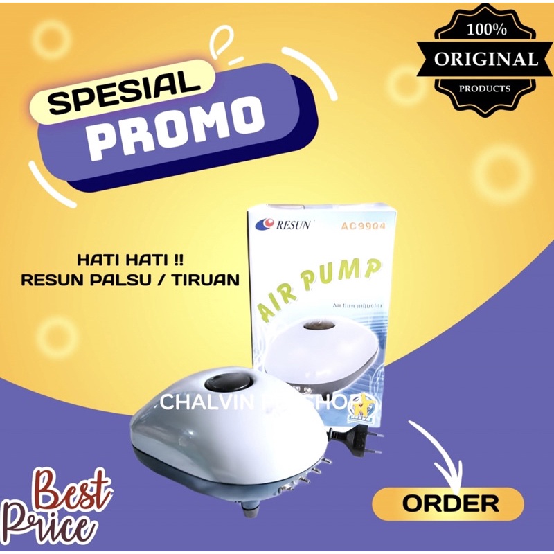 Pompa Udara Aerator Aquarium 4 Titik Resun AC 9904