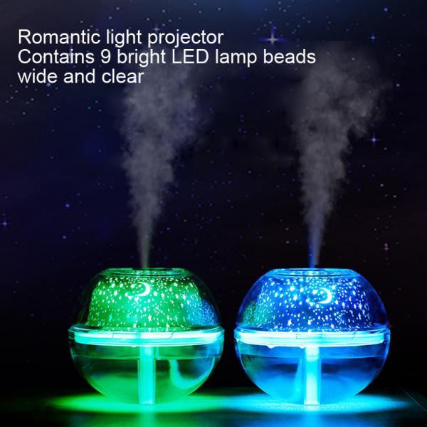 Air Humidifier Aromatherapy Oil Diffuser LED Night Projection Lamp 500ml - HUMI H99 - White--Taffwar