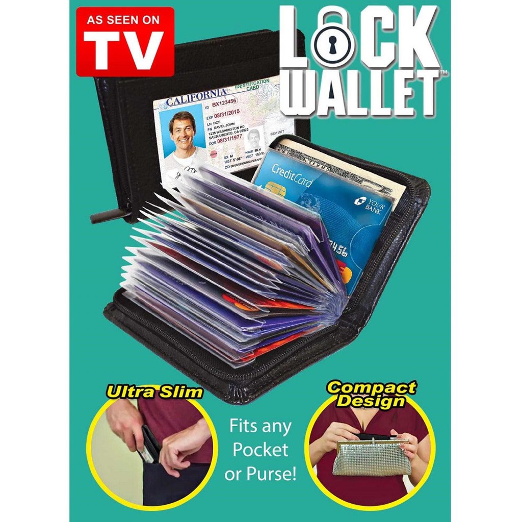 Lock Wallet Dompet Kartu Kredit Secure RFID Blocking - 789522-Hitam