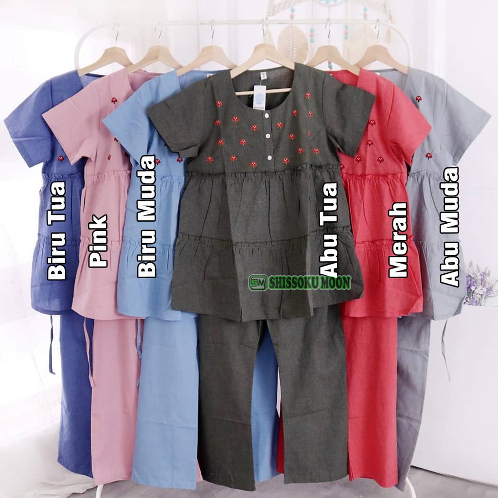 Baju Setelan Hamil &amp; Menyusui Kekinian / Baju Lengan Pendek &amp; Celana Panjang Untuk Ibu Hamil - Mushroom