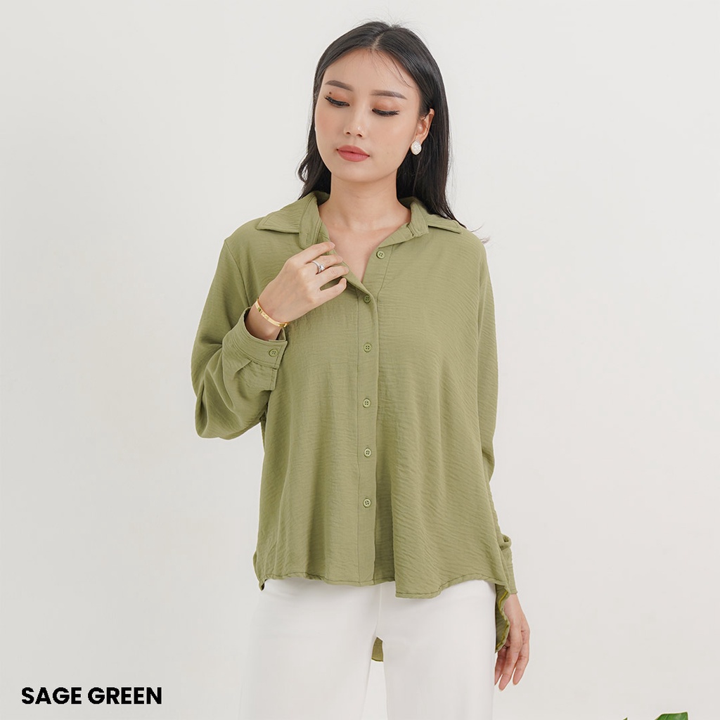 Kemeja Oversized Airflow Clover Blouse Atasan Top Wanita