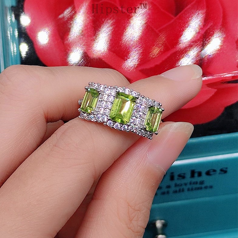 Natural Peridot Ring Fashion Luxury
