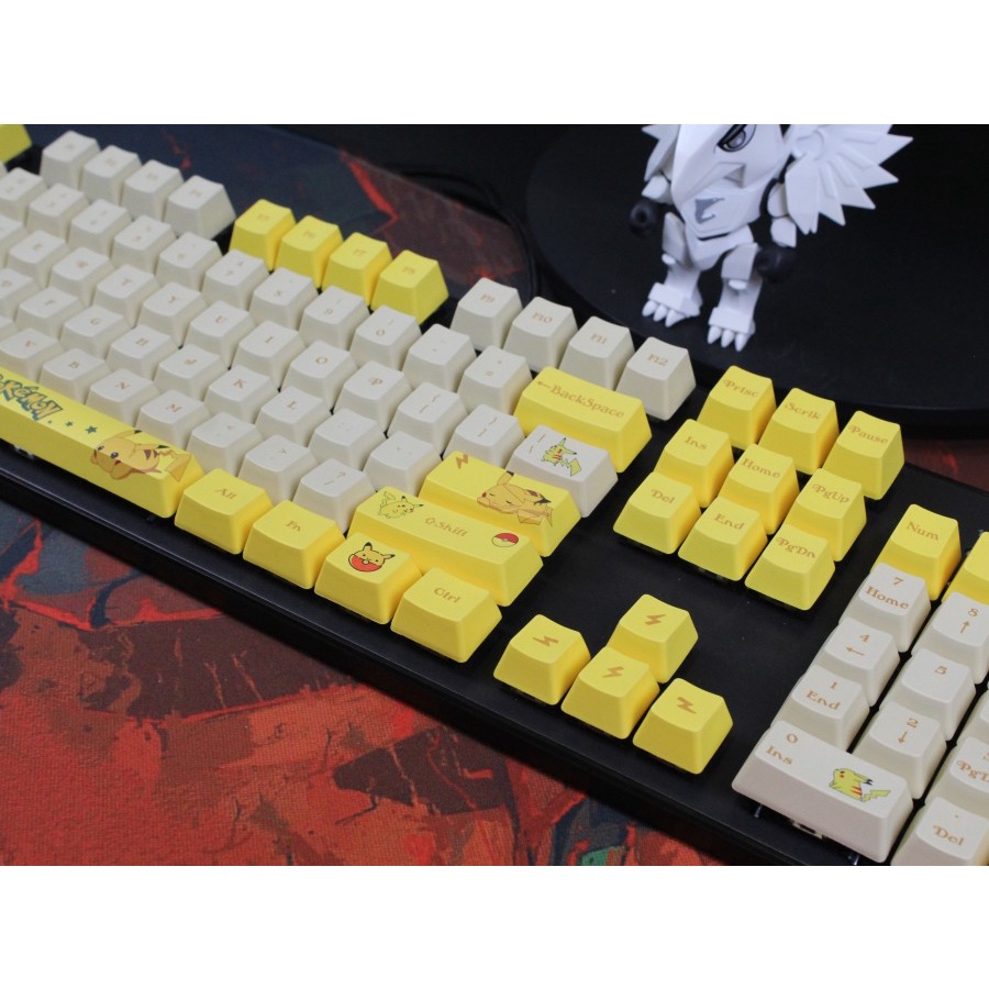 Pokemon Pikachu PBT Dyesub 134 Set Keycaps Cherry Profile