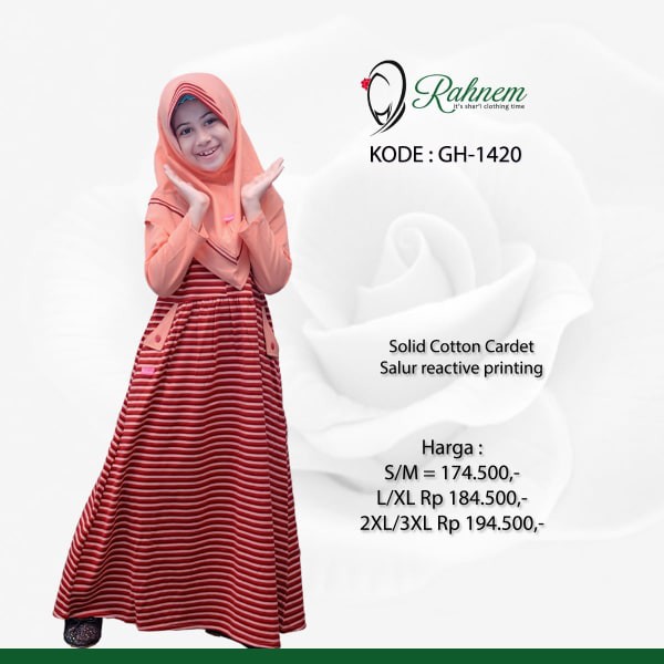 BAJU MUSLIM ANAK PEREMPUAN / RAHNEM GH-1420 / FASHION MUSLIM ANAK