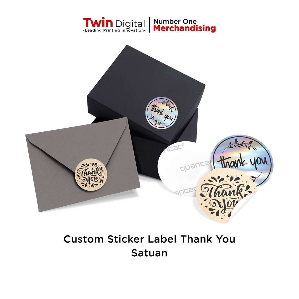 

Twindigital Stiker Label Thank You Hologram Kraft - Stiker Thank You