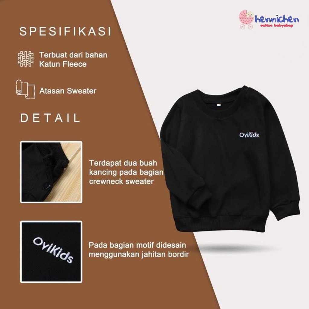 SWEATER CREWNECK AARON SWEATER BAJU LENGAN PANJANG ANAK LAKI-LAKI PEREMPUAN 1-6 TAHUN OVIKIDS