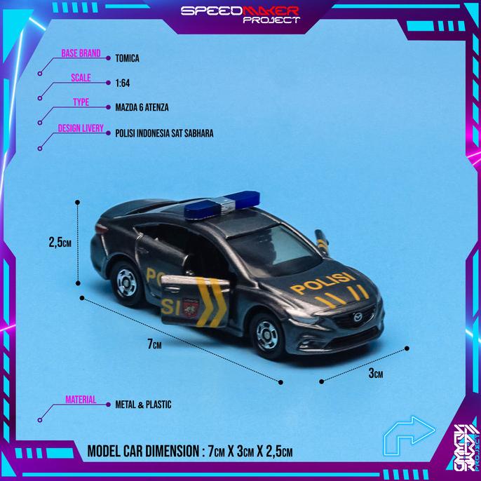 Buruan beli] Tomica Custom Mazda 6 Atenza Polisi Sabhara Diecast Miniatur Mobil 64