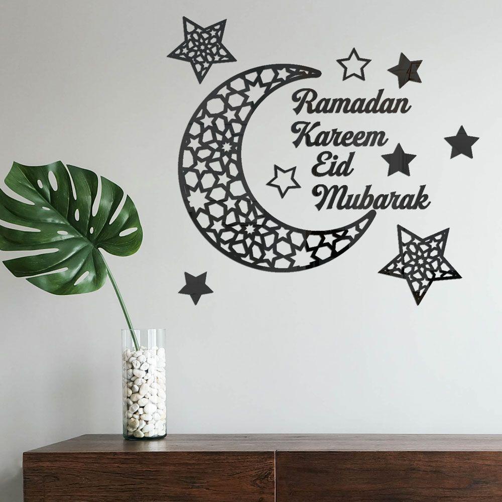 R-bunga Stiker Dinding DIY Muslim Ramadhan Removable Eid Mubarak Islami Akrilik Wall Decal