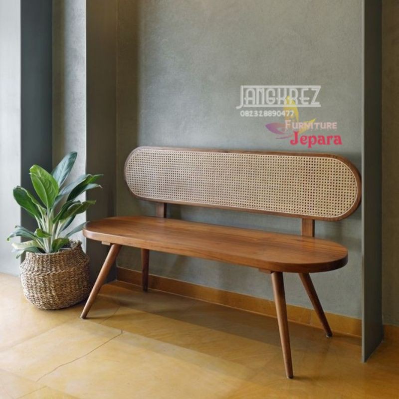 bangku santai teras jati rotan