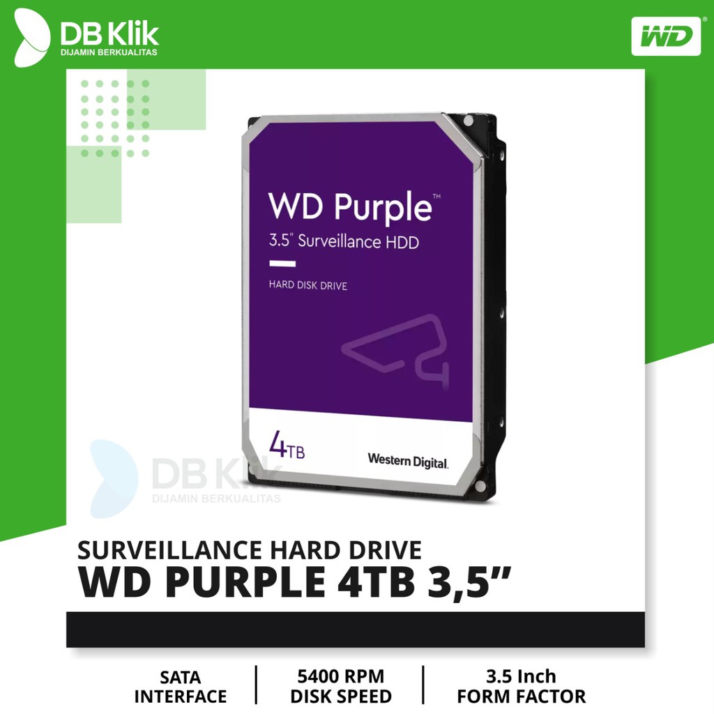 Hard Disk HDD WDC 4TB Purple Sata Khusus CCTV