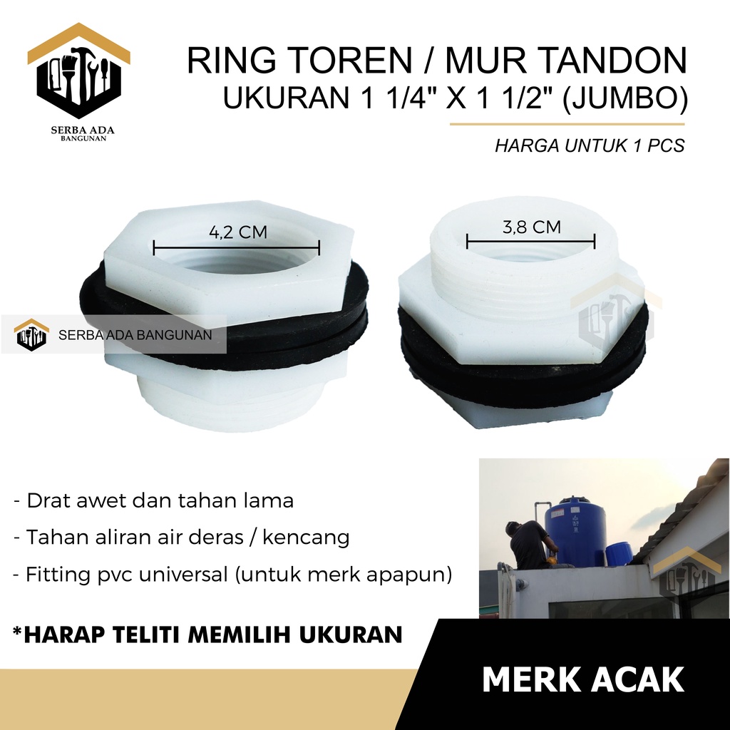 RING TOREN AIR TANDON / BESAR KECIL SEDANG MUR PVC KUALITAS TEBAL KUAT BAGUS TAHAN LAMA