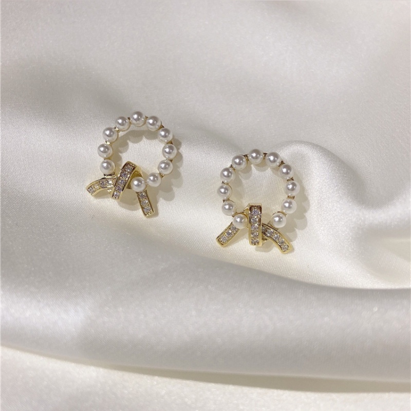 Anting Mutiara Bulat Berlian Berkilau Untuk Wanita Anting Korea