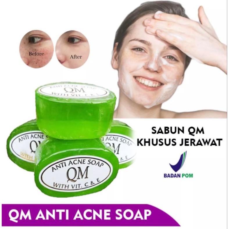 Sabun QM Anti Acne Soap / QM Facial Soap / Sabun Cuci Muka QM / Sabun Wajah QM / Sabun QM Hijau / Sabun QM Anti Jerawat / Sabun QM Menghilangkan Bekas Jerawat Ampuh / Sabun Cuci Muka Menghilangkan Komedo / Sabun Mencerahkan Wajah / Sabun Melembabkan Wajah