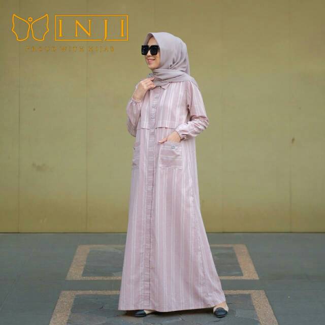 Dress Muslimah Casual Cotton Salur Alya Ori by Inji