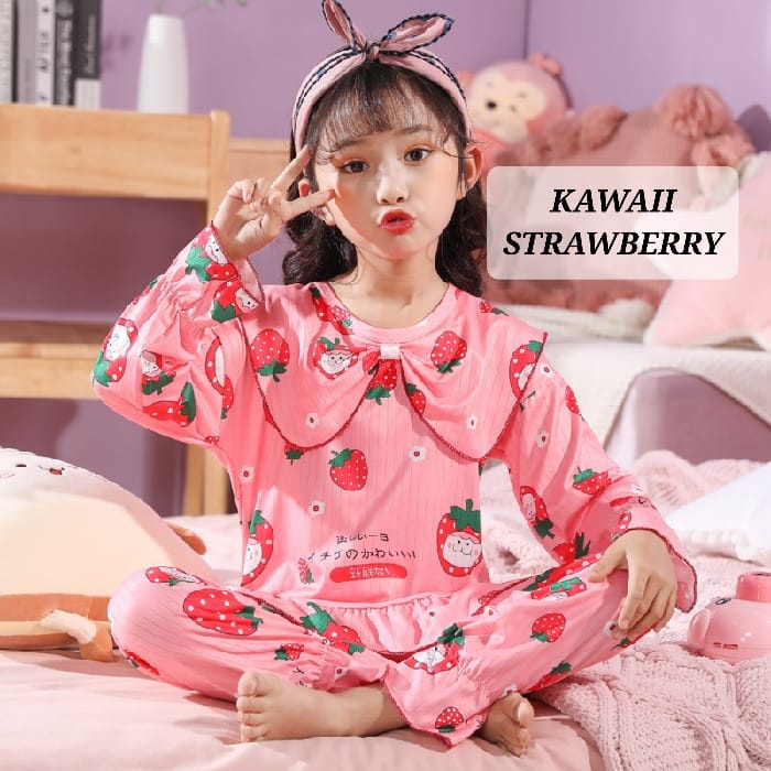 PIYAMA ANAK KAWAII BAJU TIDUR ANAK PEREMPUAN KOREA IMPOR MOTIF LUCU BAHAN KATUN ADEM