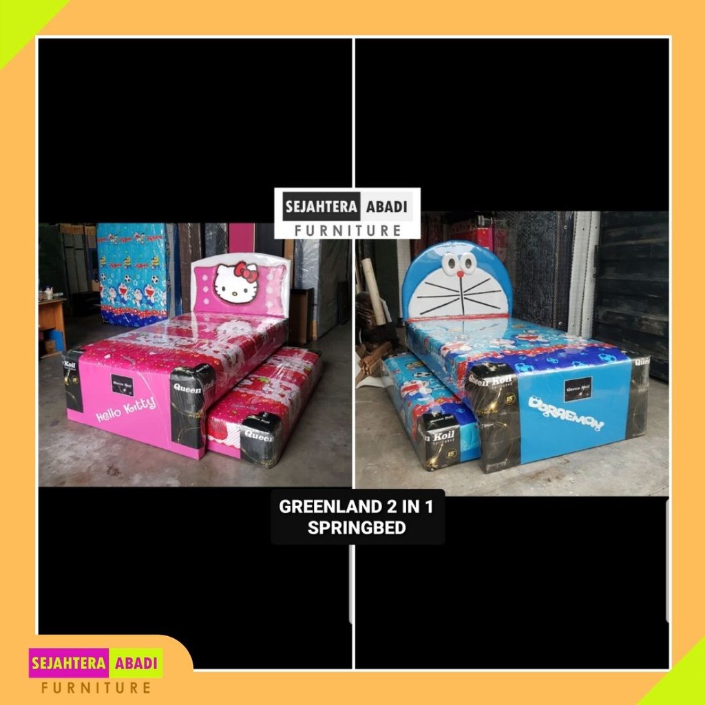 Springbed 2in1 Twin Sorong 3D Karakter Big Queen Garansi 10 th bigland style springbed anak 3 dimens