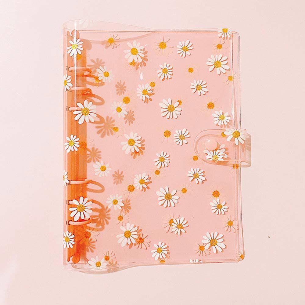 AUGUSTINA Office Supplies Daisy Notebook Binder Transparent Binder File Folder Literary Binder Shell Journal Binder 6 Hole Little Daisy Student Stationery Kawaii Soft Shell Notebook Cover/Multicolor