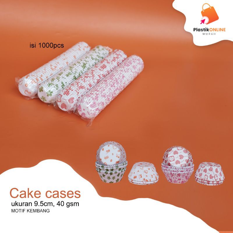 

Cake case cup cake 9.5 cm motif kembang isi +-1000 pcs kertas alas roti kukus
