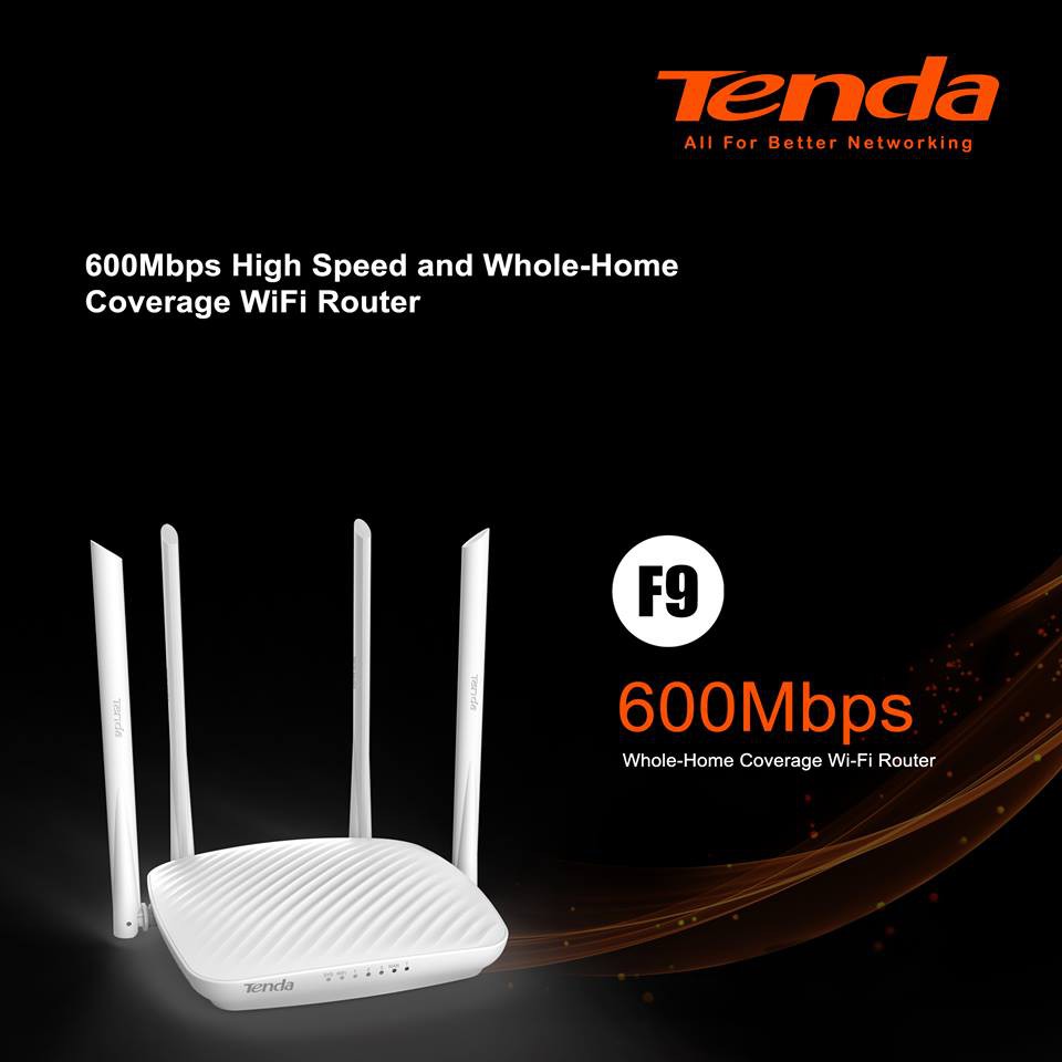Wireless Router Tenda F9 - 4 ANTENA 600Mbps - WiFi Router Tenda F9 Original Tenda