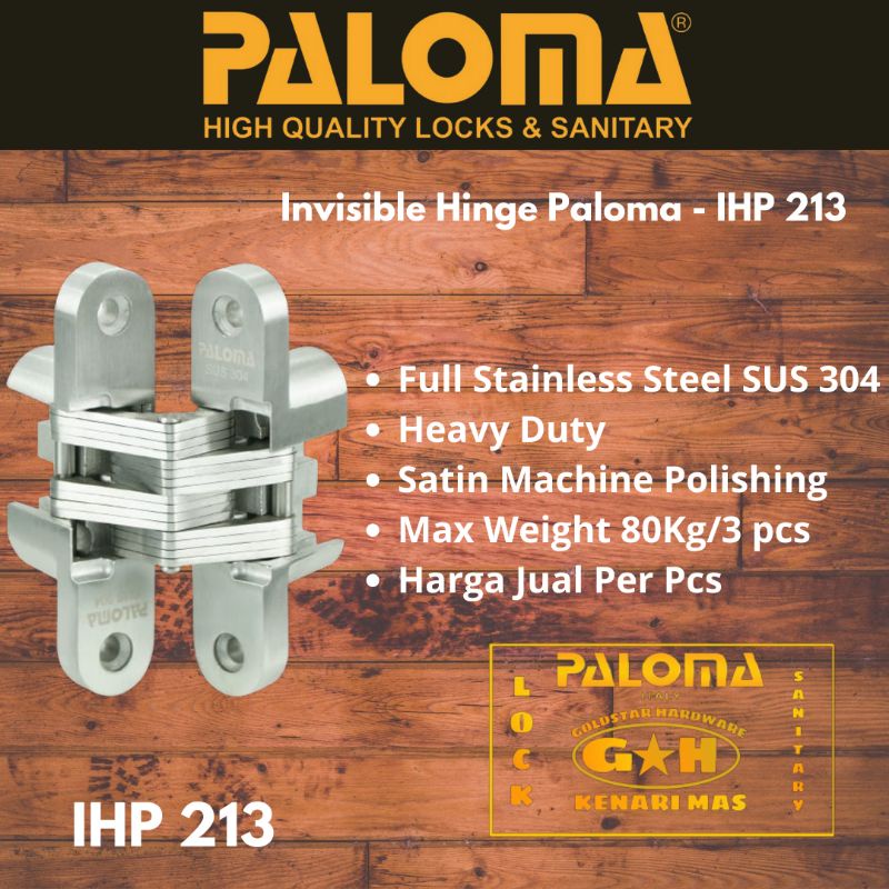 PALOMA IHP 213 ENGSEL CONCEALED ENGSEL TANAM PINTU STAINLESS STEEL SUS 304